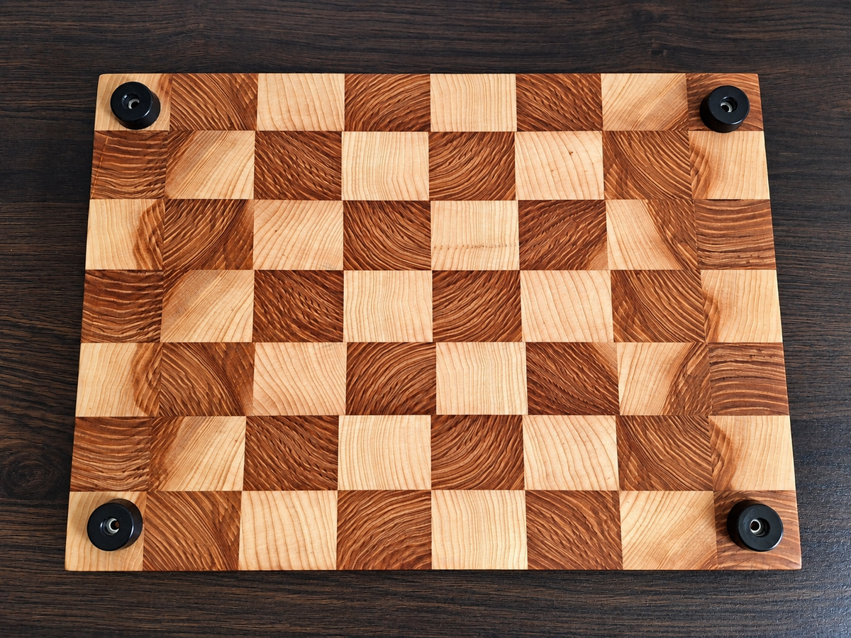 Ash End Grain Chopping Board – Handcrafted Checkerboard Design