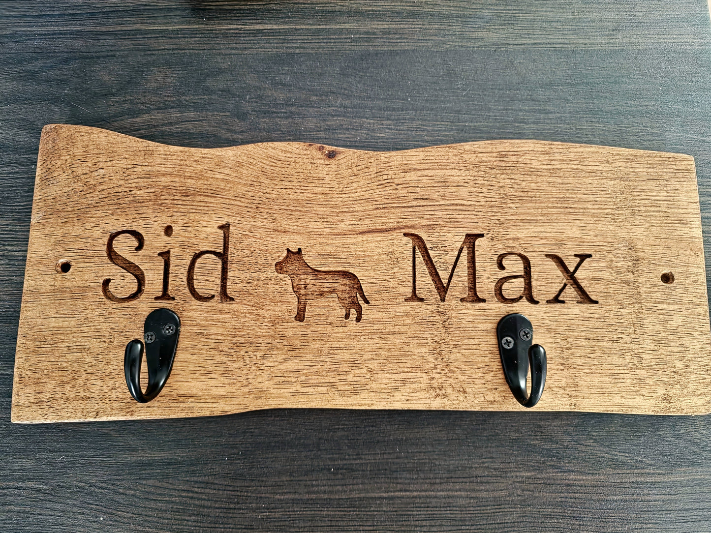 Personalised Oak Dog Lead Hook