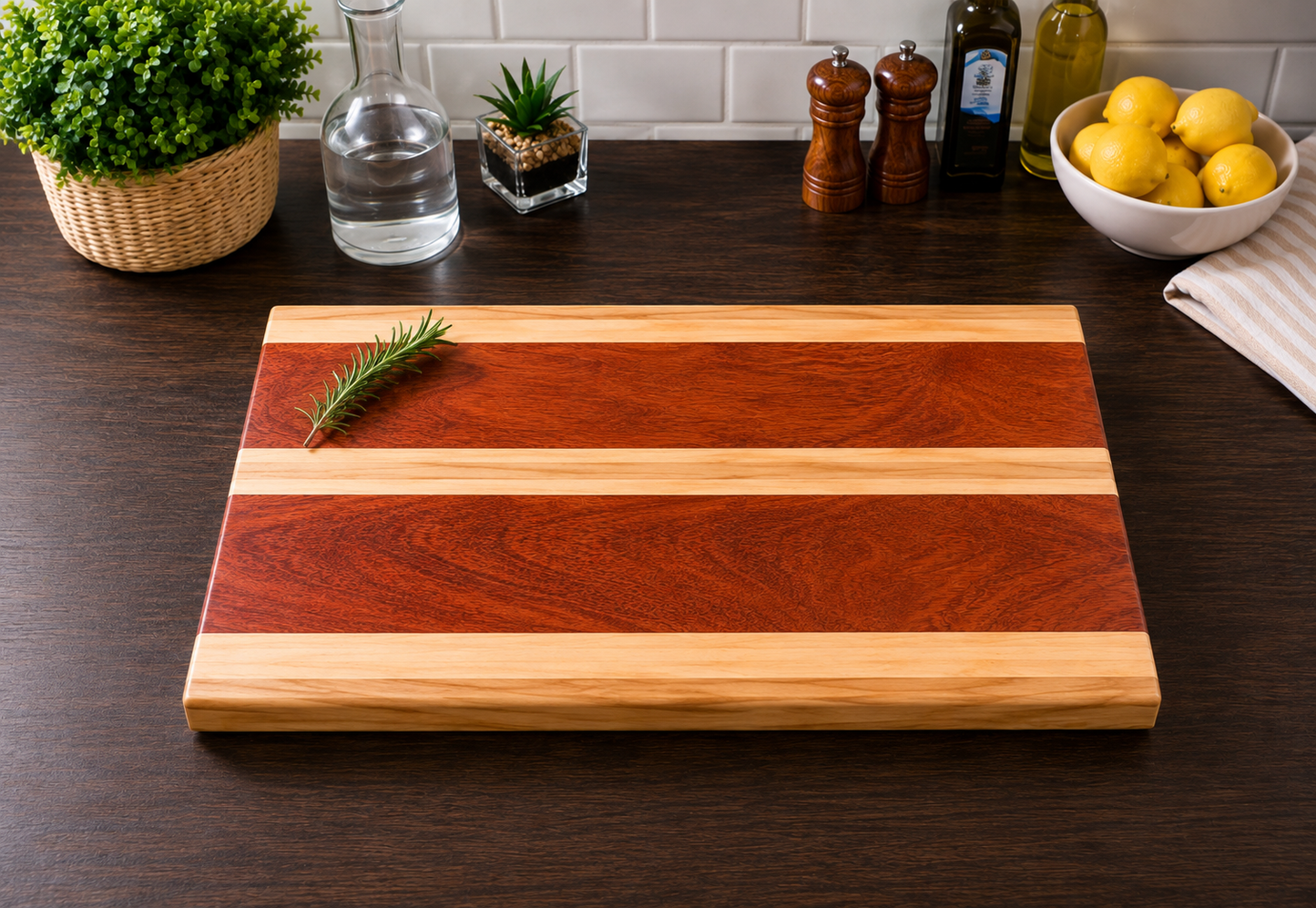 Sapele, Beech & Walnut Handmade Chopping Board