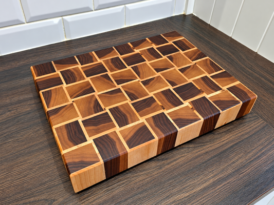 Handmade Walnut & Maple End Grain Basket Weave Chopping Board