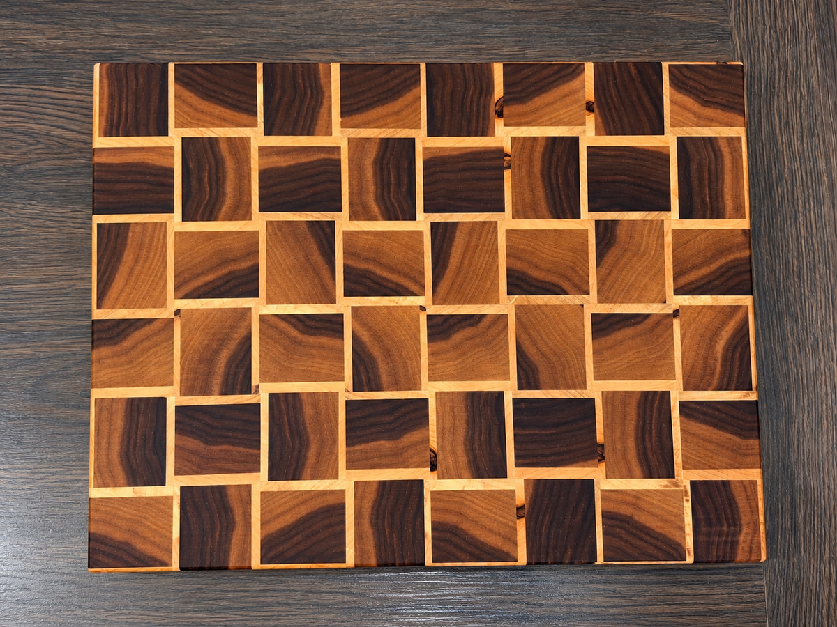 Handmade Walnut & Maple End Grain Basket Weave Chopping Board