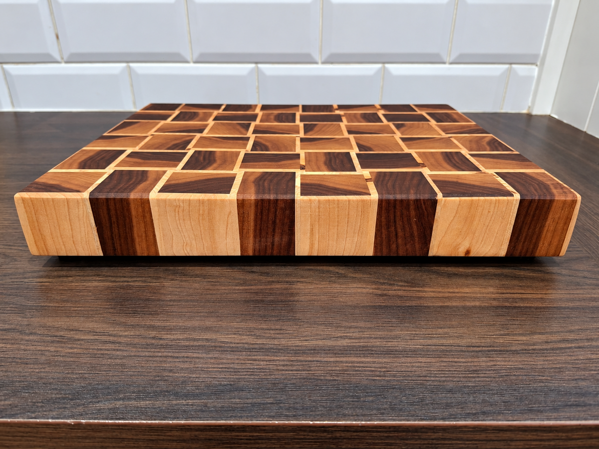 Handmade Walnut & Maple End Grain Basket Weave Chopping Board