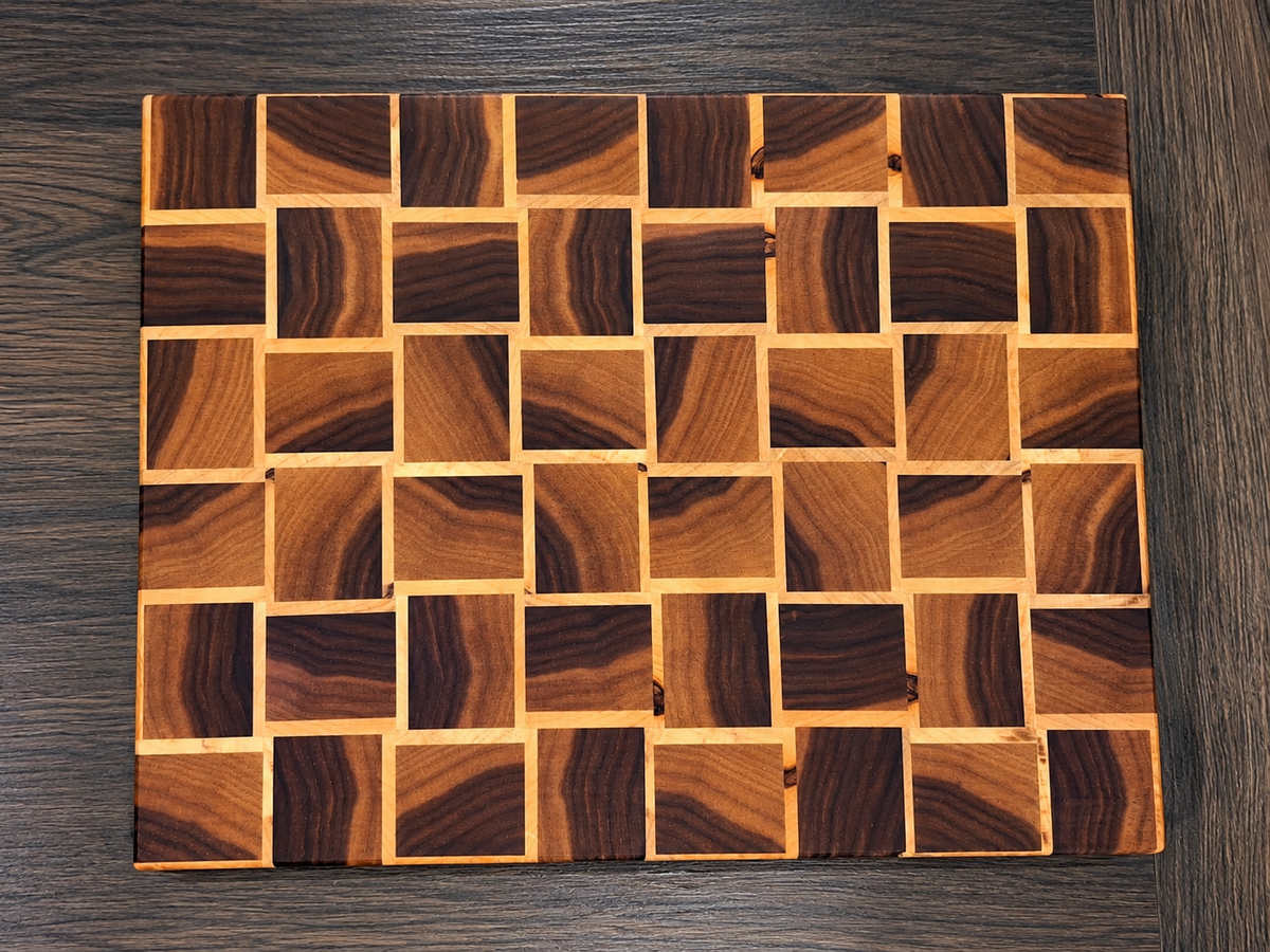 Handmade Walnut & Maple End Grain Basket Weave Chopping Board