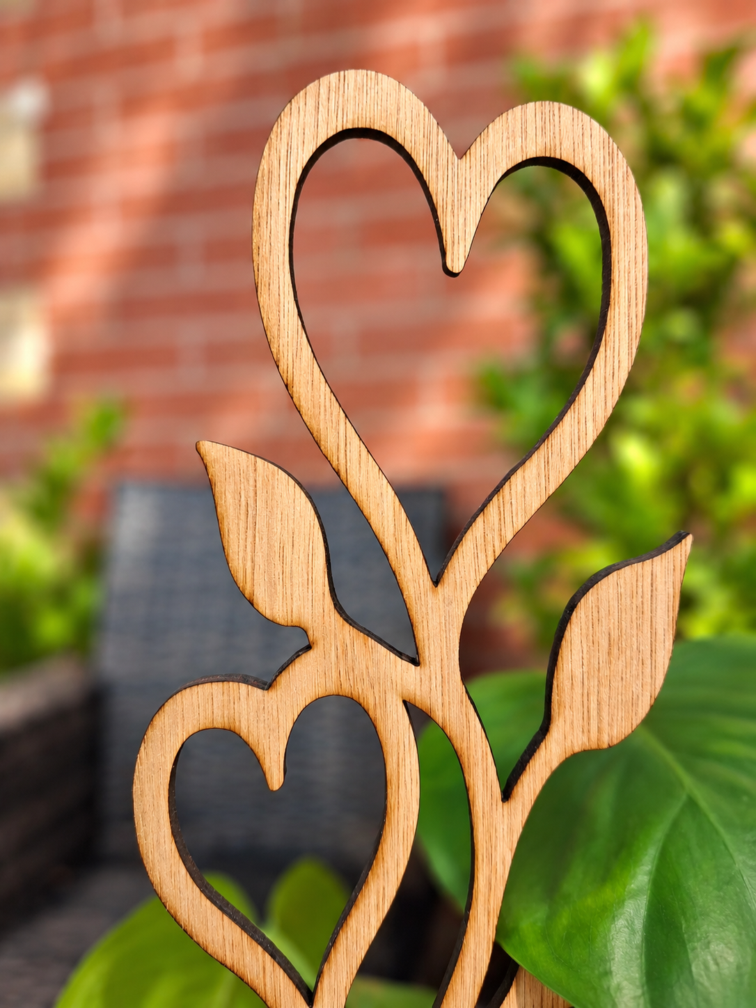 Love Tree Plant Trellis – Wooden Climbing Plant Support – Heart & Leaf Design