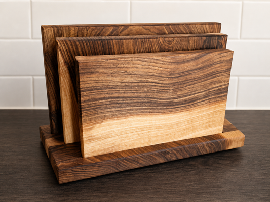 Walnut Chopping Board Set with Stand - 3 Boards