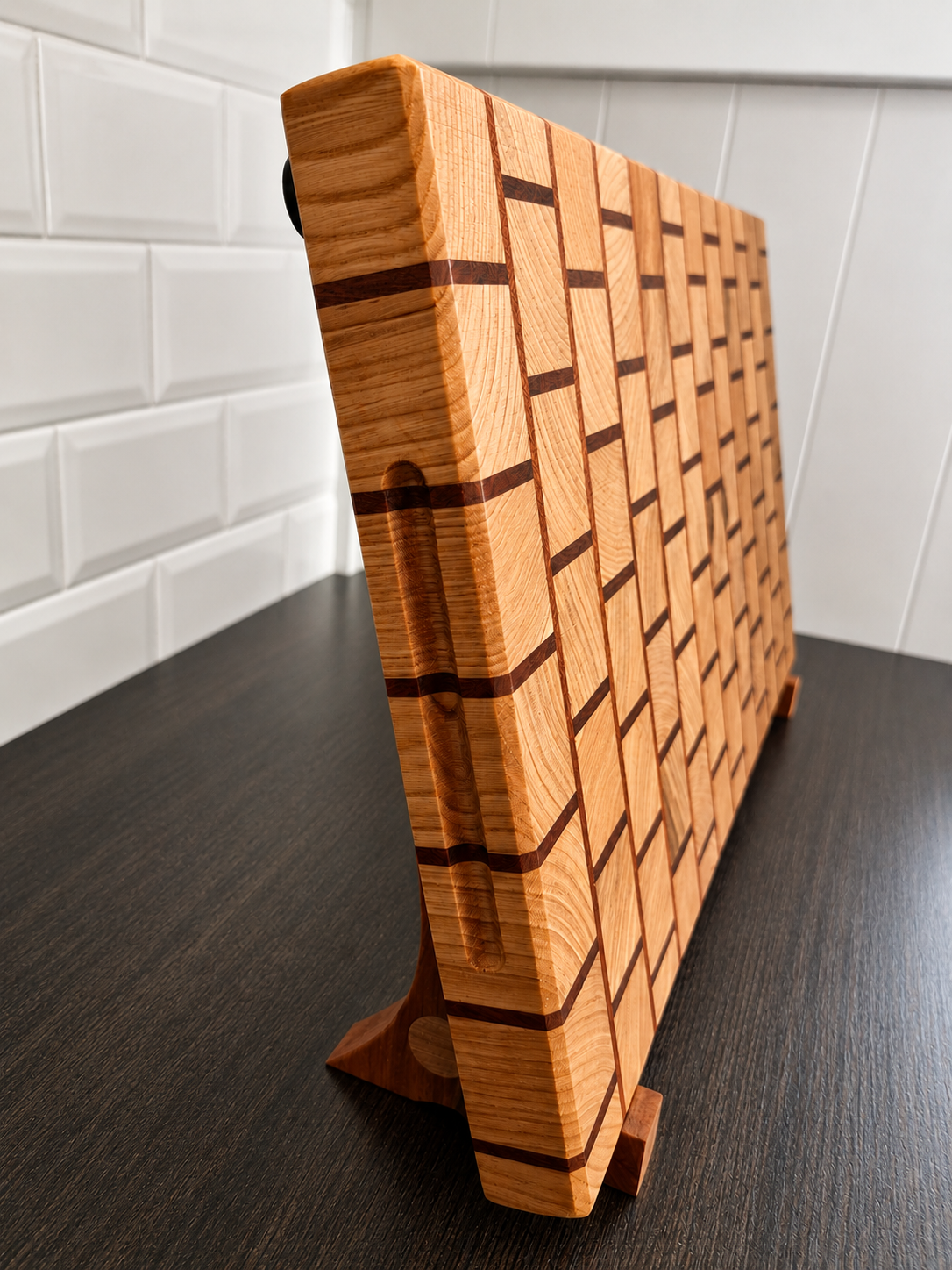 Oak & Sapele End Grain Brick Pattern Chopping Board