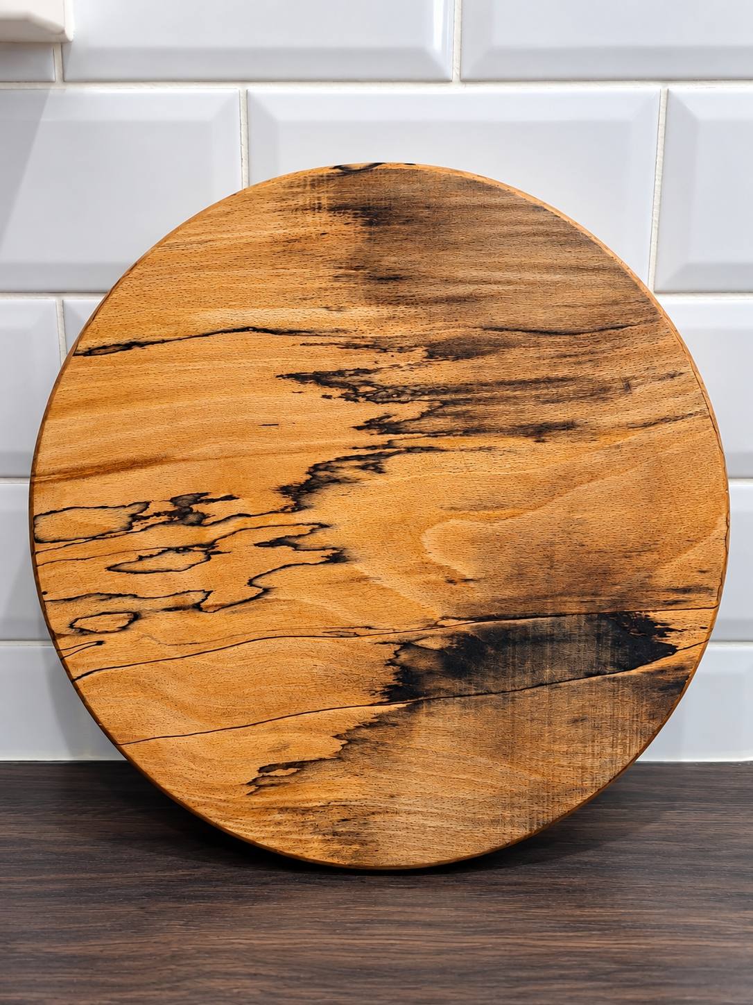 The Jupiter – Round Spalted Beech Serving Board