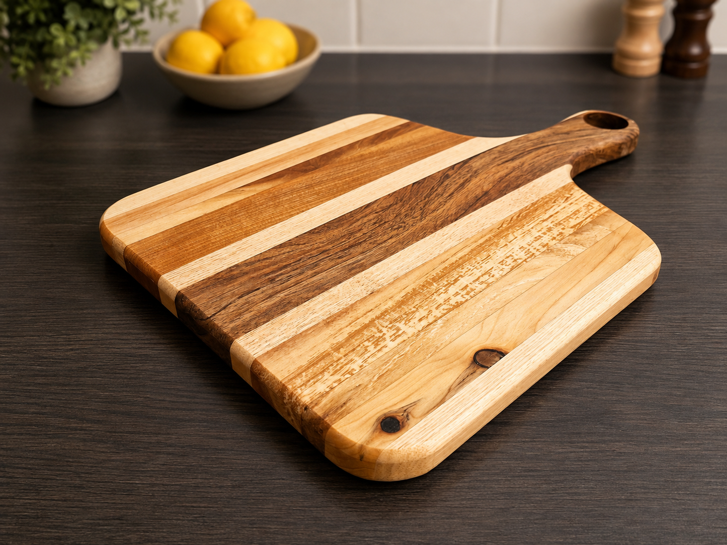 Walnut, Maple & Cherry Paddle Serving Board