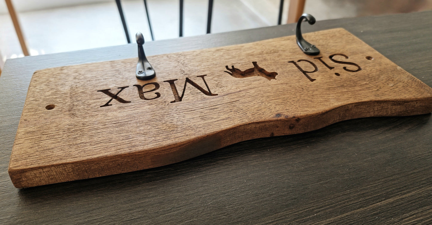 Personalised Oak Dog Lead Hook