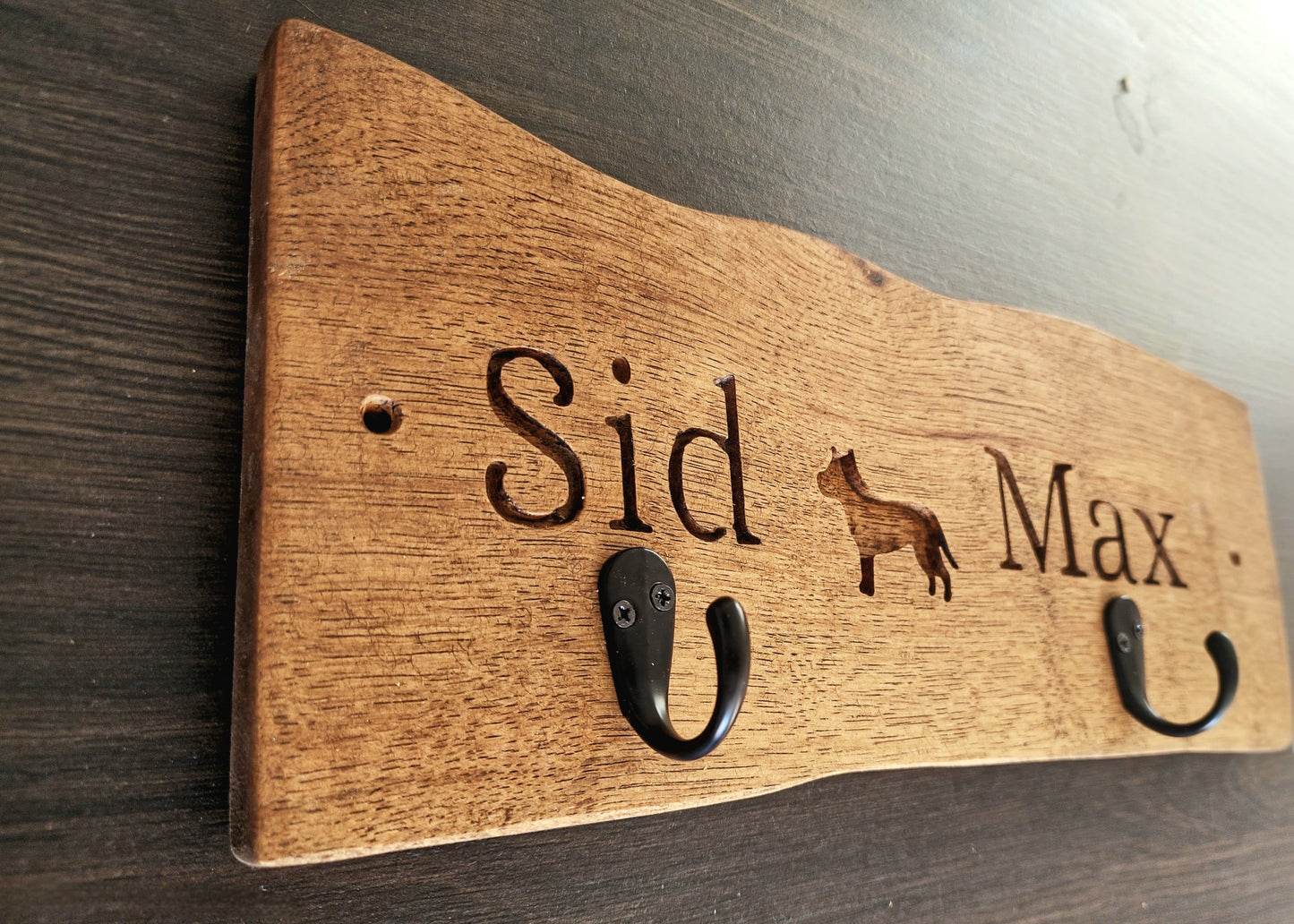 Personalised Oak Dog Lead Hook
