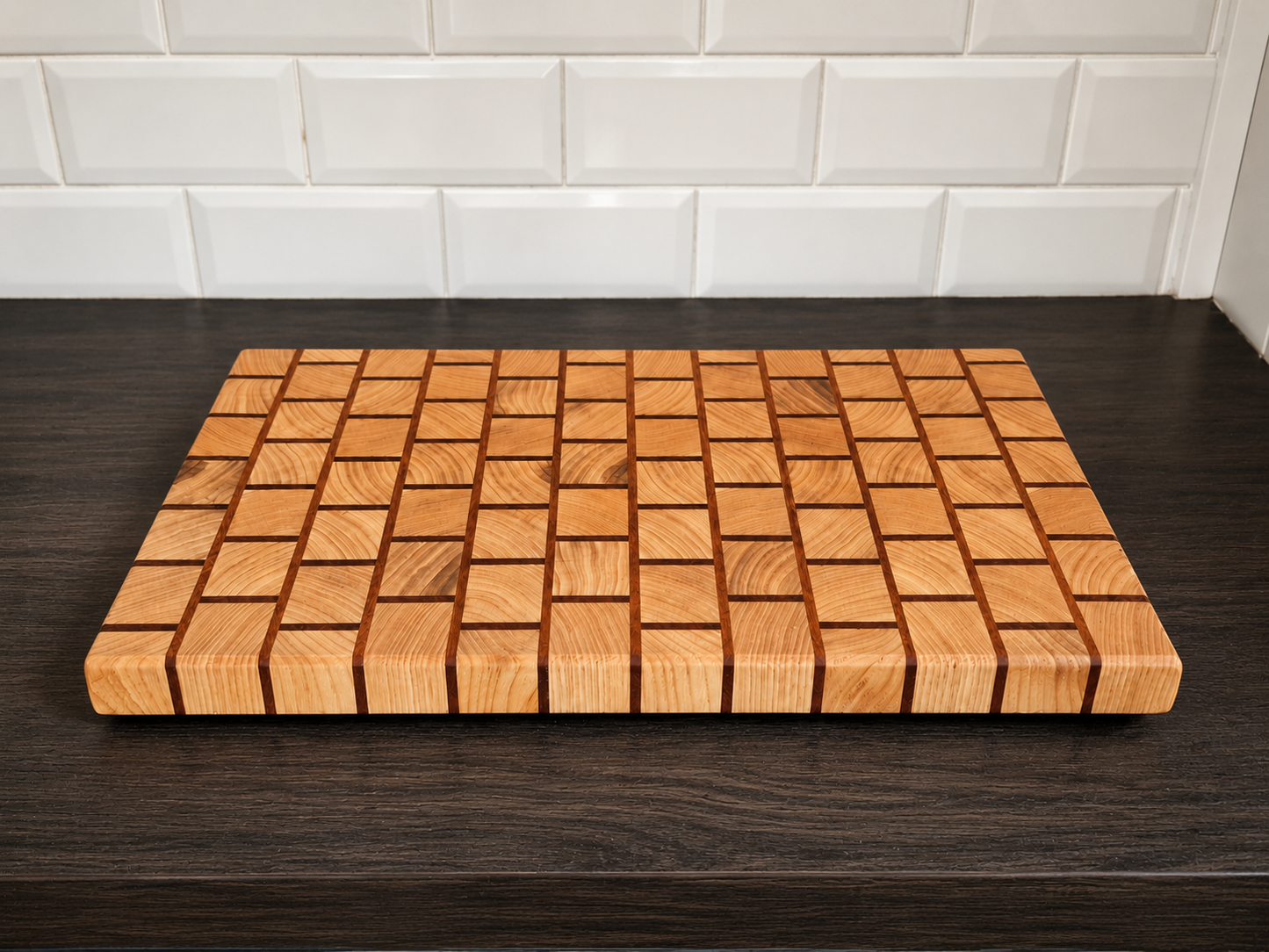 Oak & Sapele End Grain Brick Pattern Chopping Board