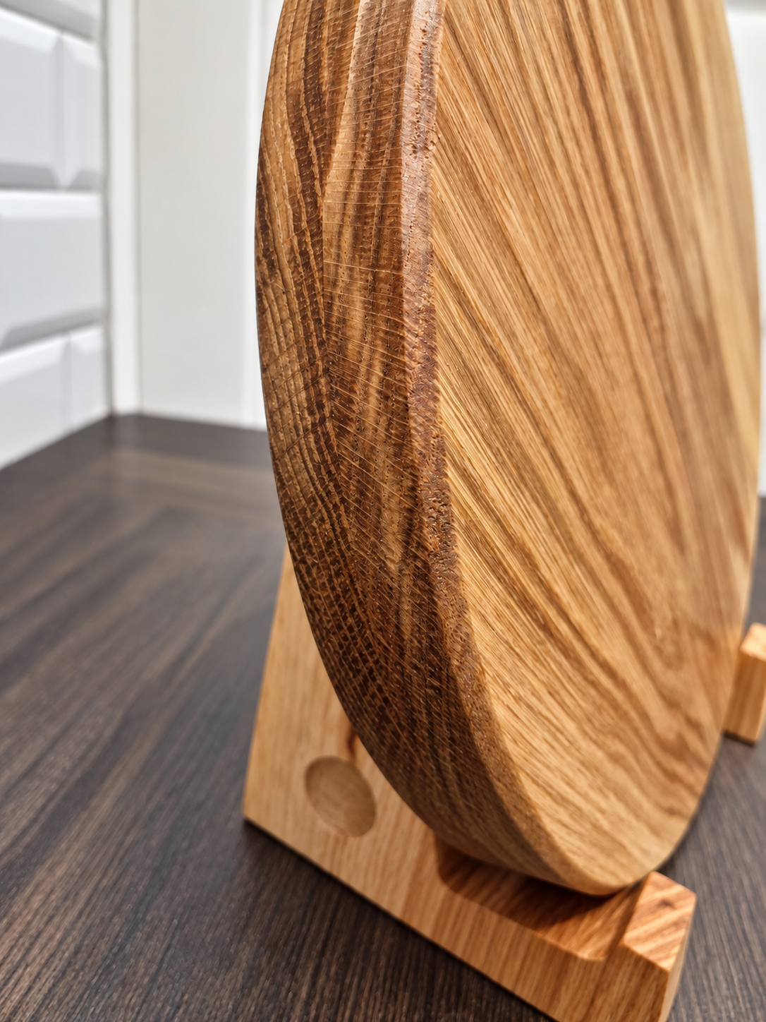 Handcrafted Solid Oak Round Chopping & Serving Board