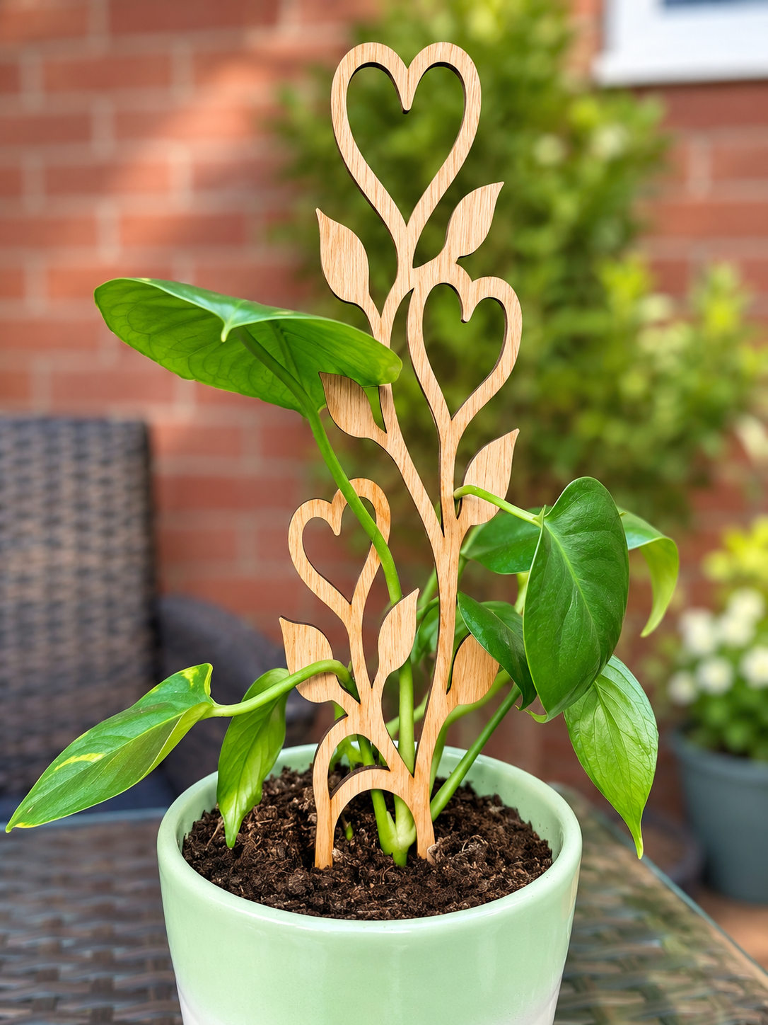 Love Tree Plant Trellis – Wooden Climbing Plant Support – Heart & Leaf Design