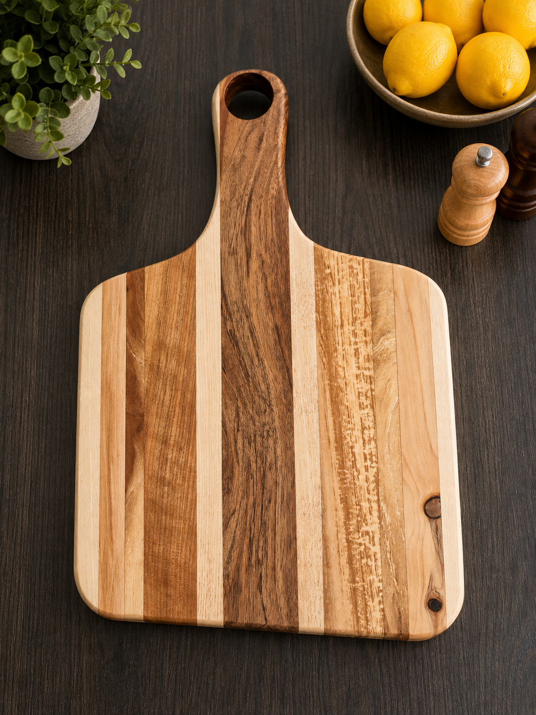 Walnut, Maple & Cherry Paddle Serving Board