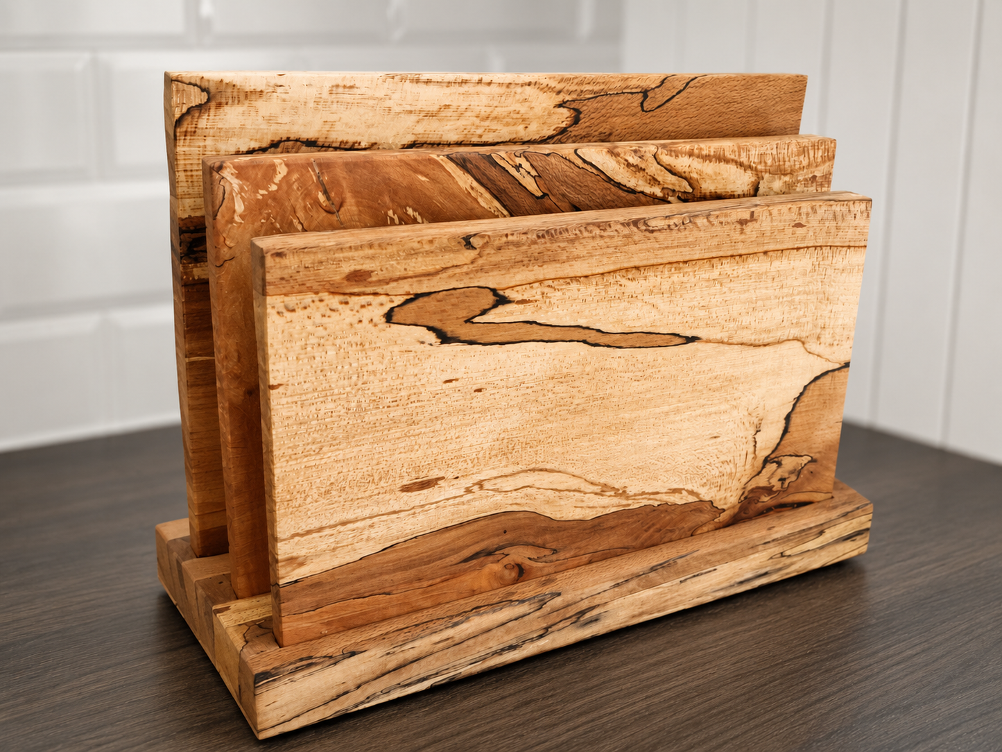 Spalted Beech Chopping Board Set with Stand - 3 Boards