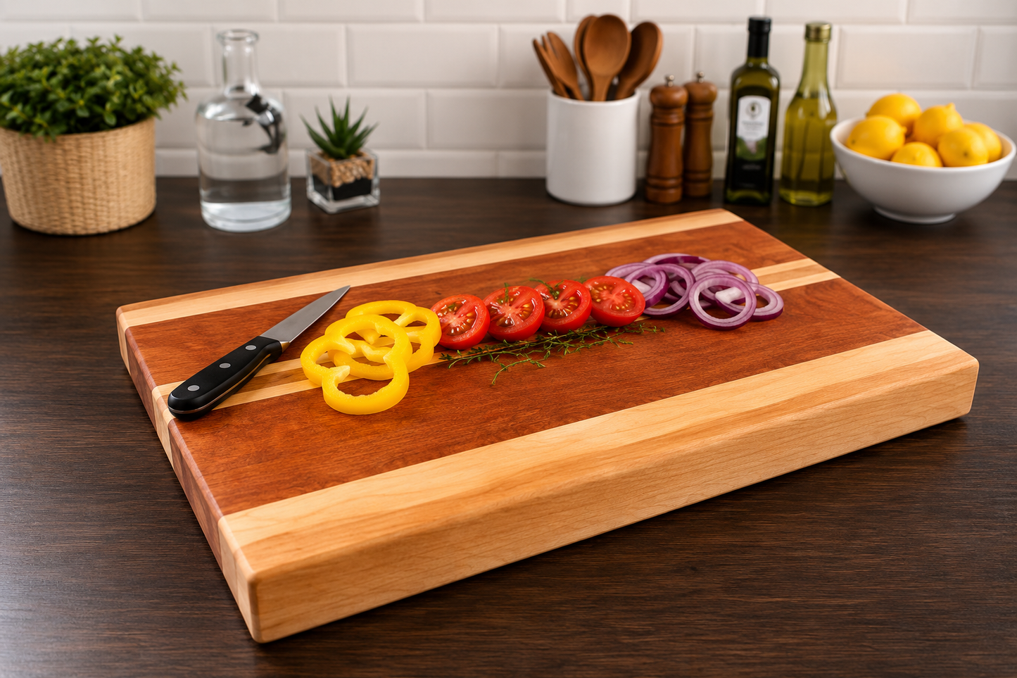 Sapele, Beech & Walnut Handmade Chopping Board