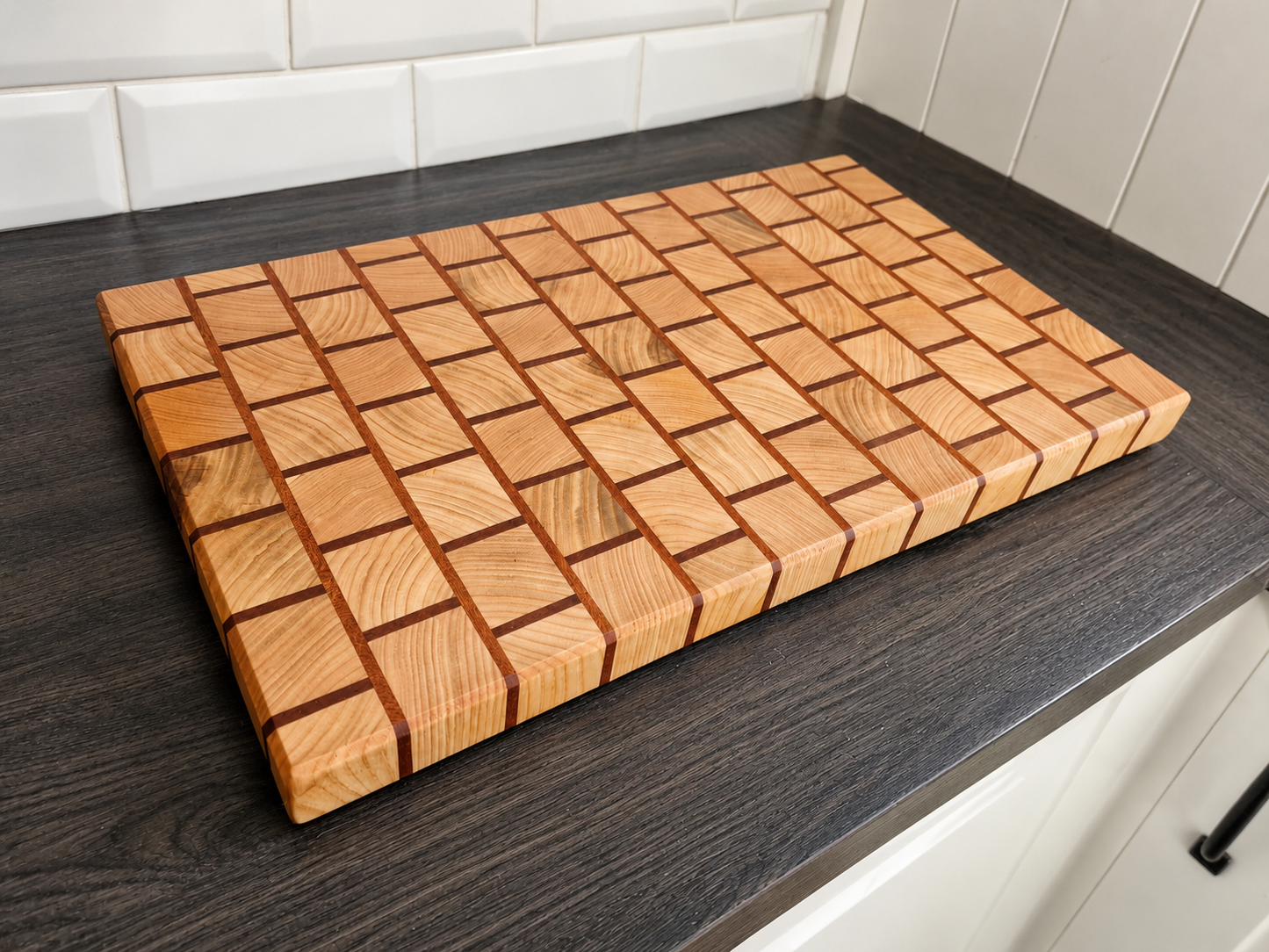 Oak & Sapele End Grain Brick Pattern Chopping Board