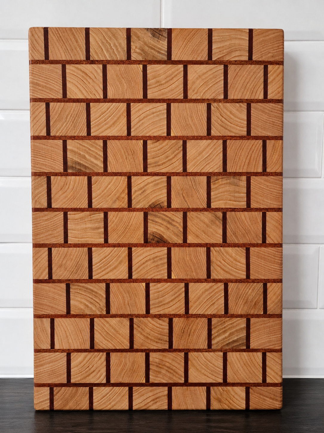 Oak & Sapele End Grain Brick Pattern Chopping Board