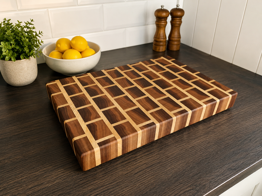 Handmade Walnut & Maple End Grain Brick Pattern Chopping Board