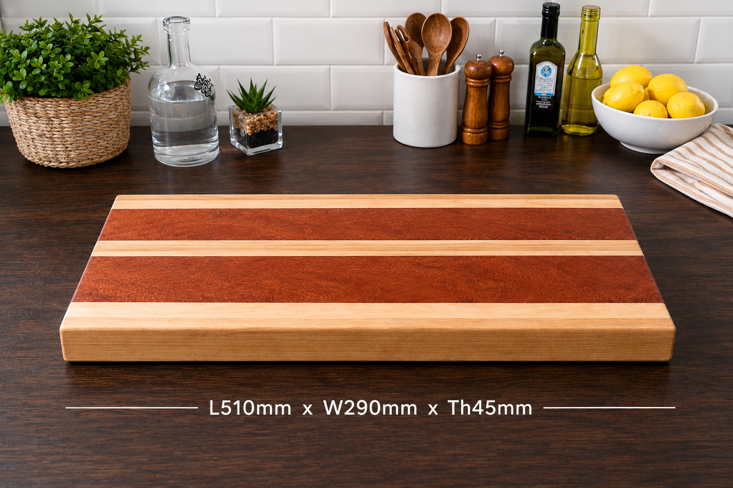 Sapele, Beech & Walnut Handmade Chopping Board