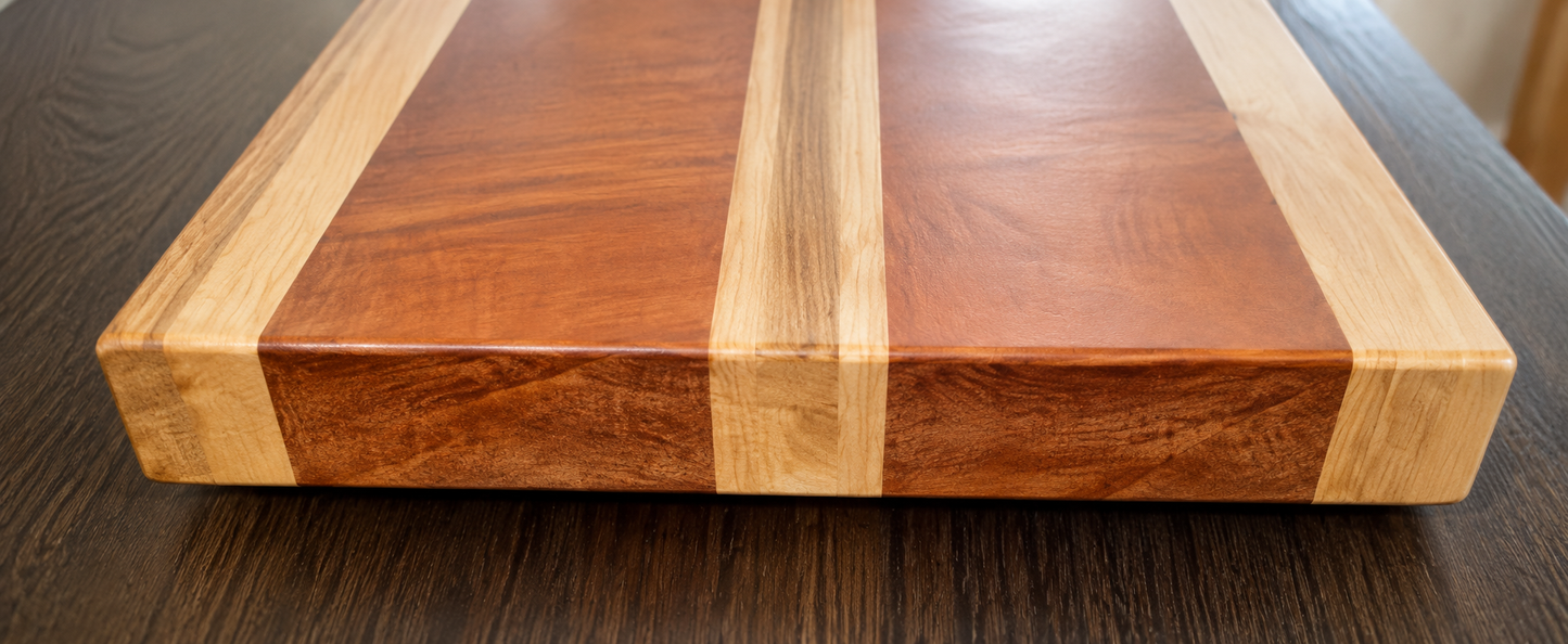 Sapele, Beech & Walnut Handmade Chopping Board