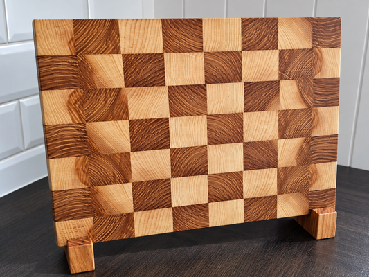 Ash End Grain Chopping Board – Handcrafted Checkerboard Design