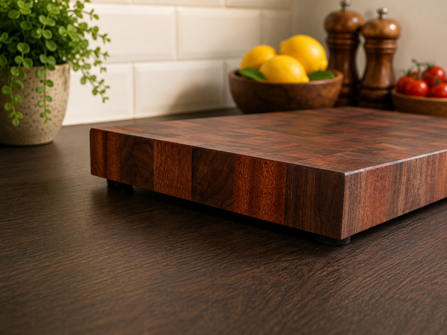 Sapele & Walnut End Grain Chopping Board