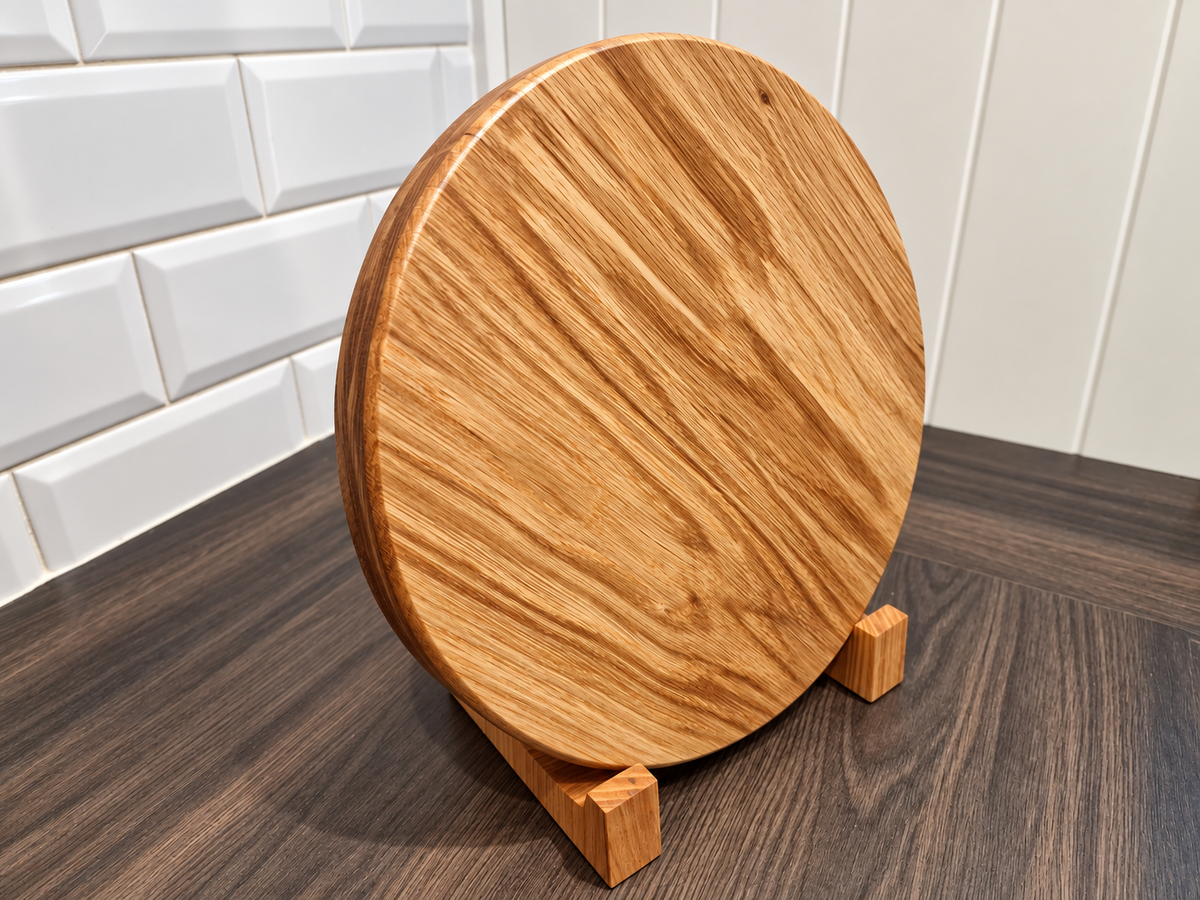 Handcrafted Solid Oak Round Chopping & Serving Board