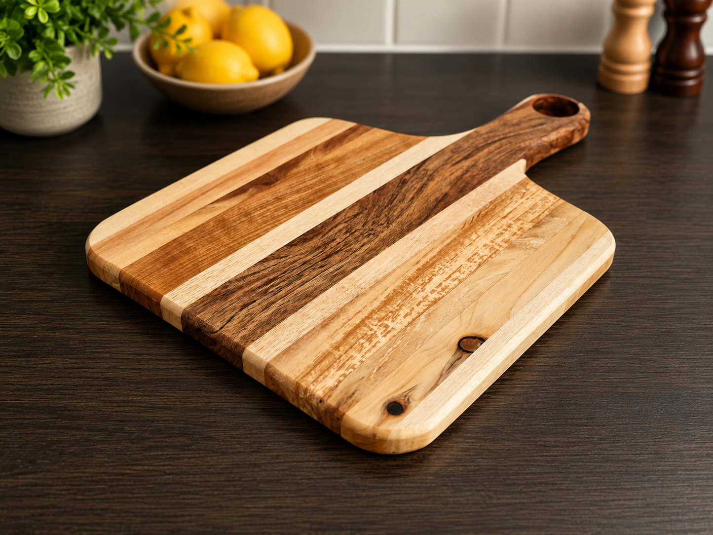 Walnut, Maple & Cherry Paddle Serving Board