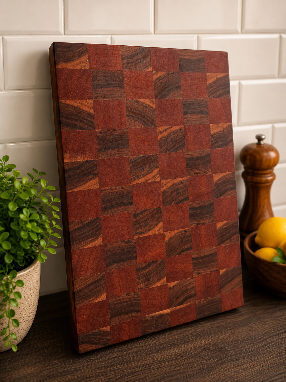 Sapele & Walnut End Grain Chopping Board