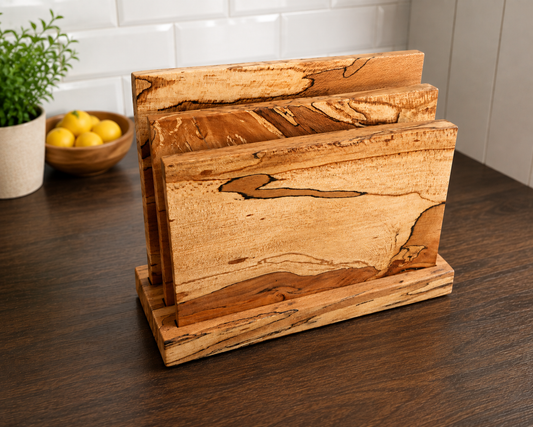 Spalted Beech Chopping Board Set with Stand - 3 Boards