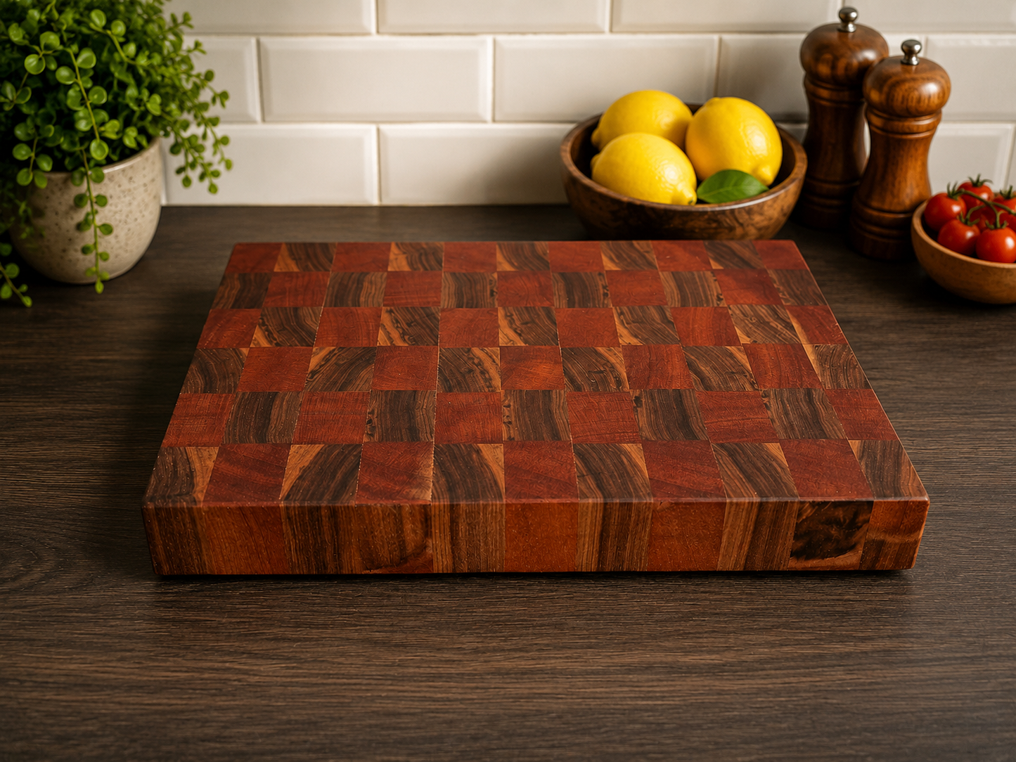Sapele & Walnut End Grain Chopping Board