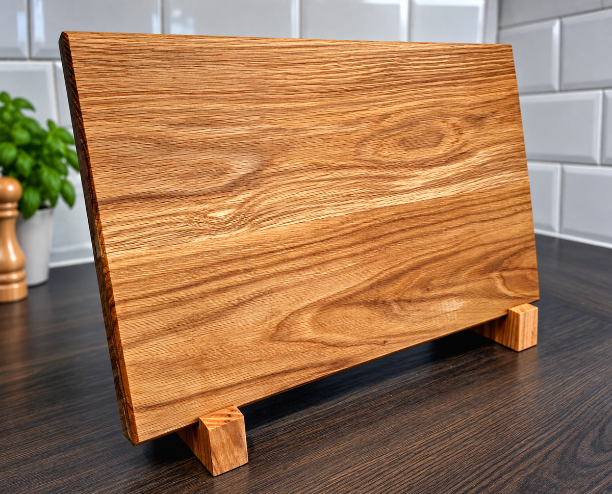 Handmade Oak Chopping Board &amp; Recipe Book Stand