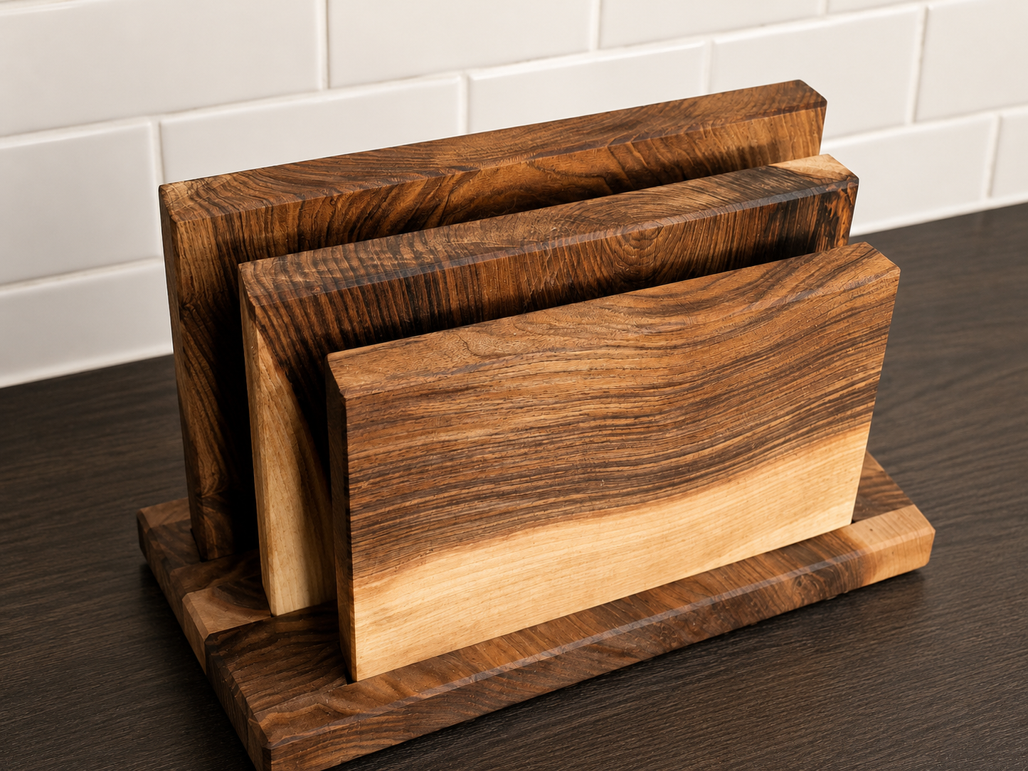 Walnut Chopping Board Set with Stand - 3 Boards