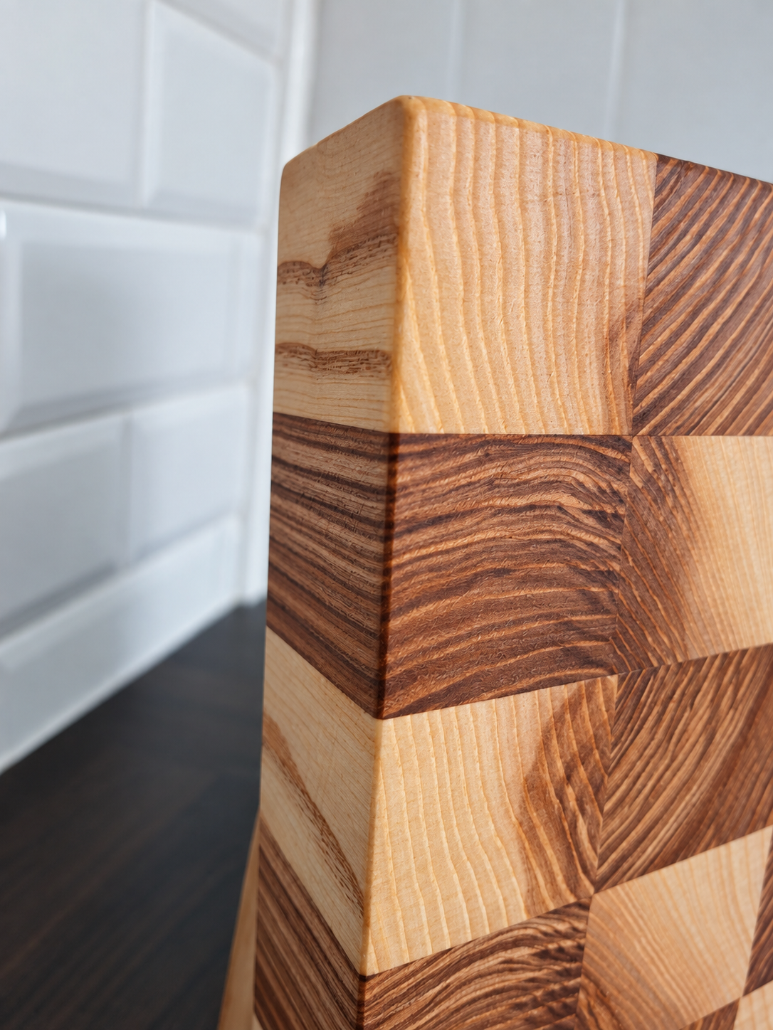 Ash End Grain Chopping Board – Handcrafted Checkerboard Design