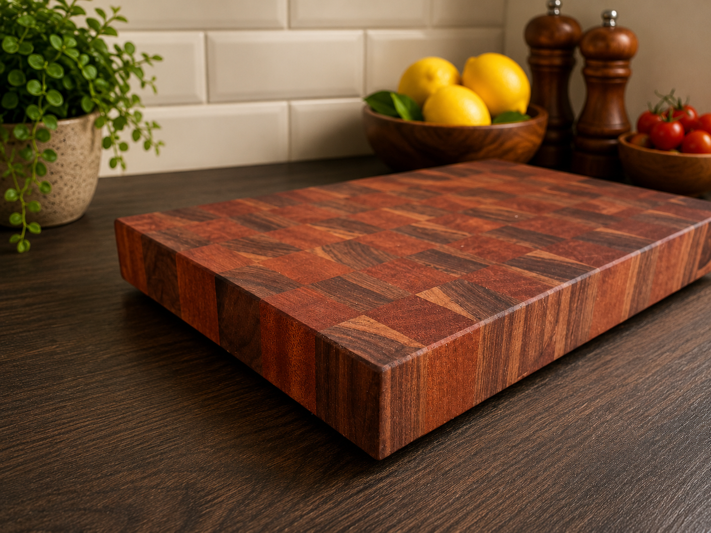 Sapele & Walnut End Grain Chopping Board