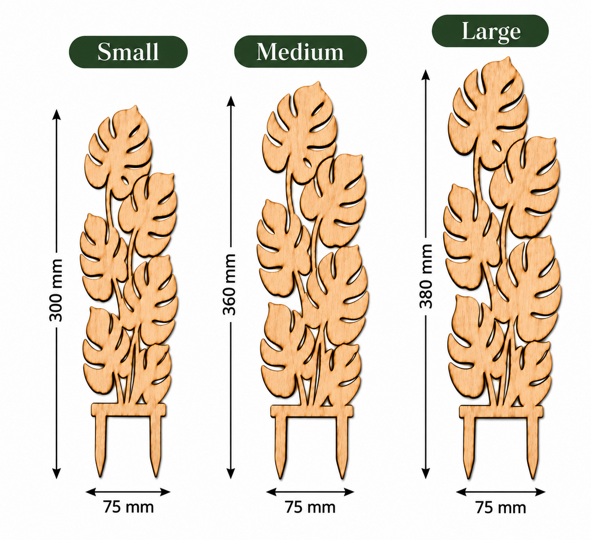 Monstera Leaf Wooden Plant Trellis