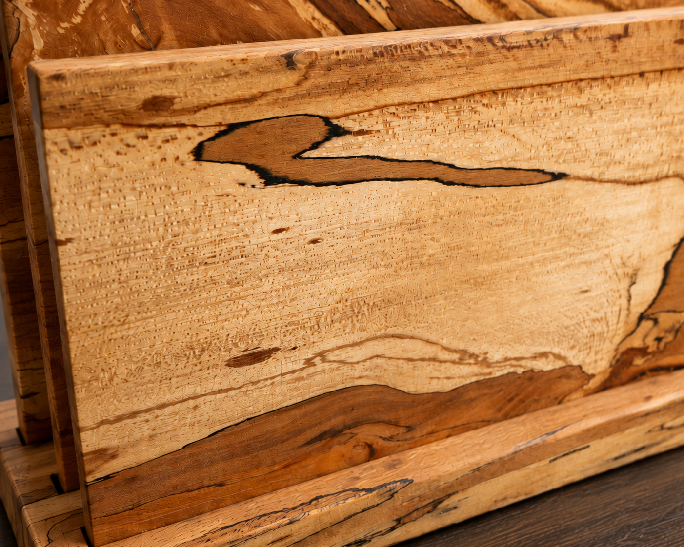 Spalted Beech Chopping Board Set with Stand - 3 Boards