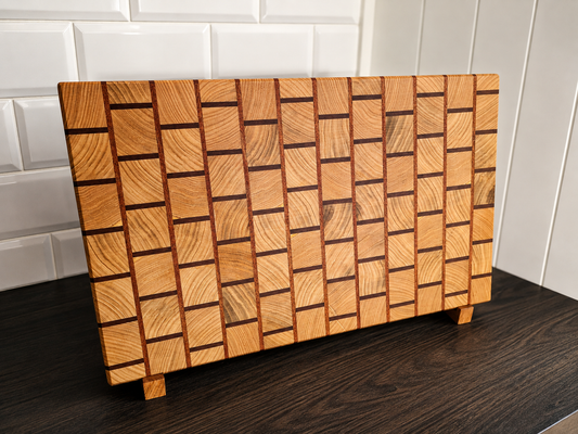 Oak & Sapele End Grain Brick Pattern Chopping Board