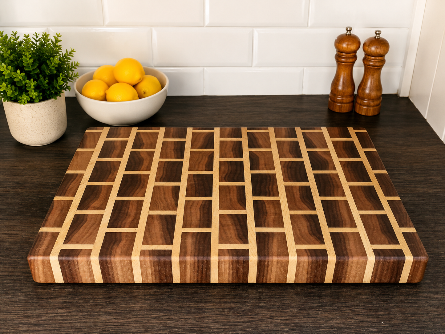 Handmade Walnut & Maple End Grain Brick Pattern Chopping Board
