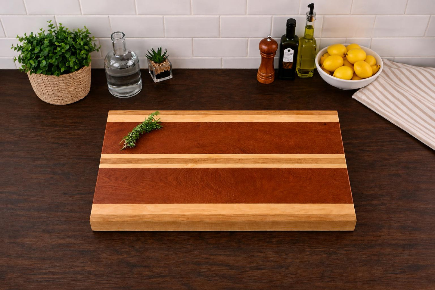 Sapele, Beech & Walnut Handmade Chopping Board